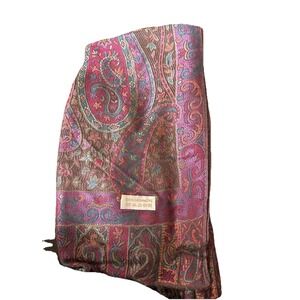 shaw/scarf 100% CASHMERE Polka Multicolor Fringed‎ 68 X 28 Stunning C1